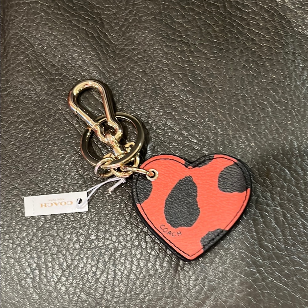 Coach Heart leopard key chain